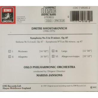 CHOSTAKOVITCH - Jansons - Symphonie n°5 op.47..